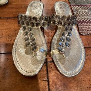 Vince Camuto Gold snakeskin embellished sandals